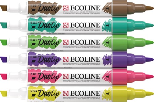 Talens Ecoline Duotip Brush pen, etui van 6 stuks, botanisch-2