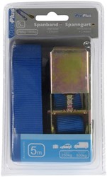 Spanband ProPlus ratel 5 meter met 2 haken blauw