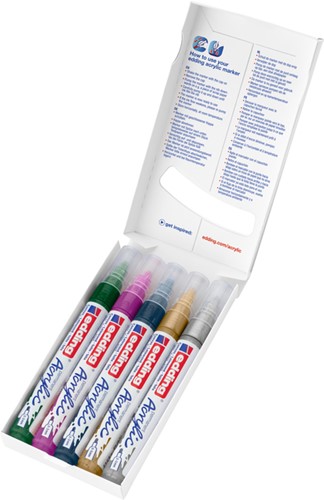 Acrylmarker edding e-5100 medium metallic assorti set à 5 stuks-3