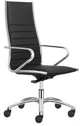 Bureaustoel Sitland Classic executive advanced high back, nappaleder zwart, chromen frame