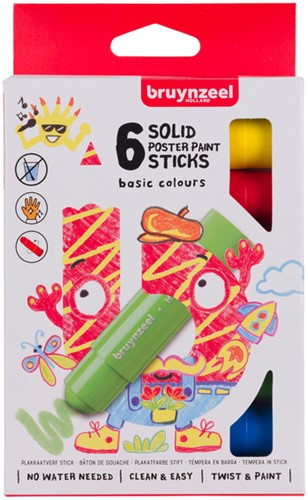 Verfstiften Bruynzeel Kids set à 6 basiskleuren
