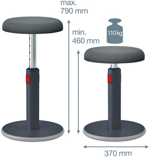 Actieve zit-sta kruk Leitz Ergo Cosy grijs-2