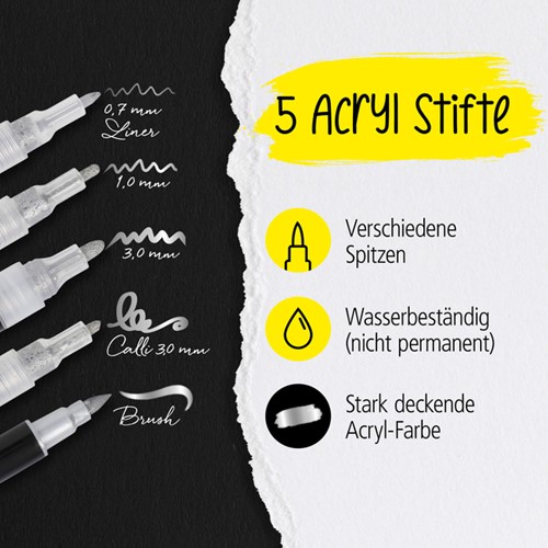 Acrylmarker Online lettering 5 breedtes zilver-2