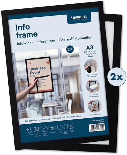 Infokader Europel / Zelfklevend set 2 stuks A3 zwart-2