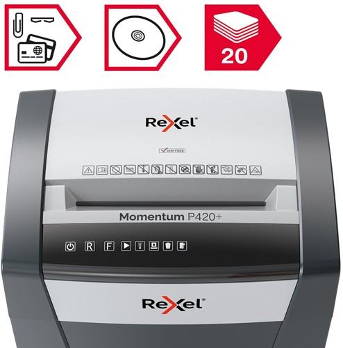 Papiervernietiger Rexel Momentum P420+ snippers 4x35mm-1