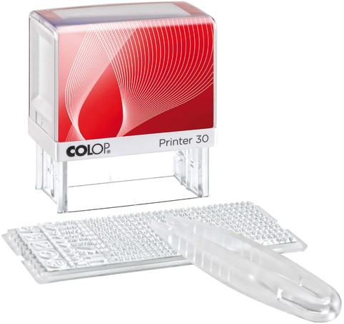 Tekststempel Colop Printer 30/1 letterset en pincet