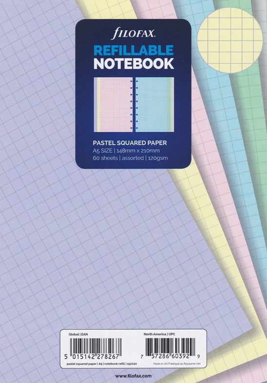 Hertellen Teken een foto vier keer Filofax A5 Notebook Navulling Pastel Kleuren Ruitjes 120 g/m² Papier bij  Easy4Office