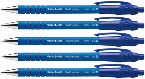 Balpen Paper Mate Flexgrip Ultra medium blauw blister à 5 stuks-3