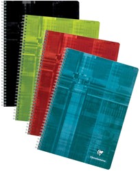 Clairefontaine schrift ft A4, 180 bladzijden, geruit 5 mm, spiraalbinding, geassorteerde kleuren