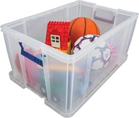 Bankers Box opbergdoos 70 liter, transparant met blauwe handvaten, per stuk verpakt in karton-1