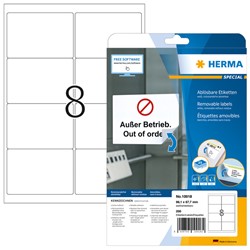 Etiket HERMA 10018 99.1x67.7mm verwijderbaar wit 200 etiketten