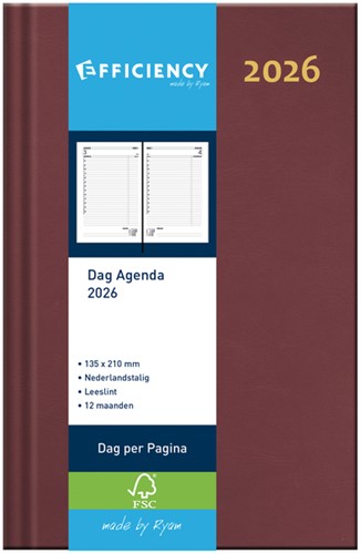 Agenda 2026 Ryam Efficiency Baladek 1dag/1pagina bordeaux