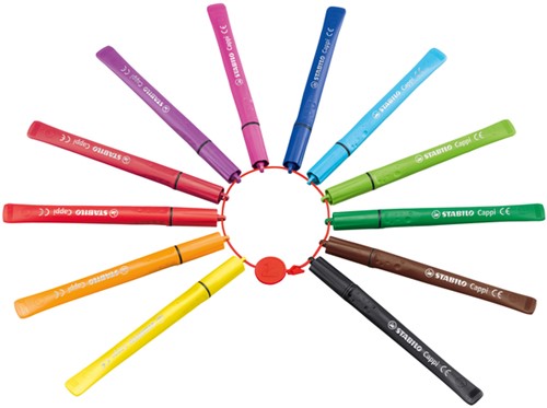Viltstift STABILO Cappi 168/12 medium assorti etui à 12 stuks-2