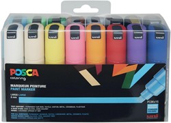 Uni POSCA paintmarker PC-8K, 8 mm, etui met 16 stuks in geassorteerde kleuren