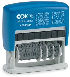 Colop tekststempel Mini-Info Dater S 120/WD, met datum en 12 verschillende woorden, nederlands