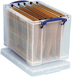 Really Useful Box opbergdoos 19 liter hangmappenkoffer inclusief 10 hangmappen, transparant