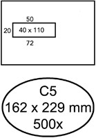 Envelop Quantore 162x229mm venster 4x11cm links 500 stuks