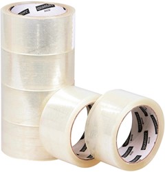 Verpakkingstape Quantore 50mmx60m PP transparant, 1 pak a 6 rollen