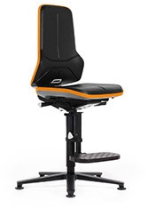 Ergonomische werkplaatsstoel Bimos 9571 Neon-3 met glijders en opstaphulp en synchroontechniek