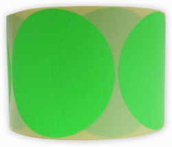 etiket op rol rond 100mm fluor groen, 1000 stuks