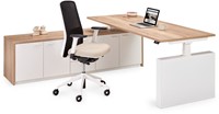 Flex3+ elektrisch zit-sta bureau manager wang-frame met aanbouwkast-3