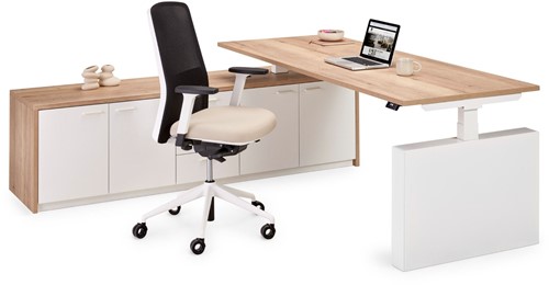 Flex3+ elektrisch zit-sta bureau manager wang-frame met aanbouwkast-3