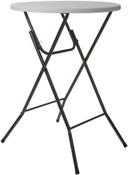 Statafel, bistrotafel, bartafel rond, hoge vouwtafel inklapbaar draagbaar, weerbestendig HDPE blad en stalen frame, voor buiten, terras, tuin, balkon, events, Ø 80 x 110 cm wit
