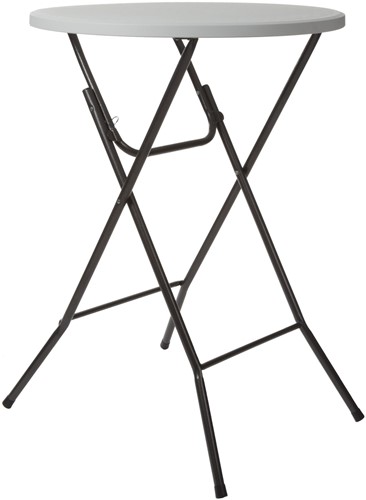 Statafel, bistrotafel, bartafel rond, hoge vouwtafel inklapbaar draagbaar, weerbestendig HDPE blad en stalen frame, voor buiten, terras, tuin, balkon, events, Ø 80 x 110 cm wit