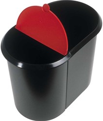 Helit papierbak, duo-systeem, 20 liter, 9 liter (met deksel), rood