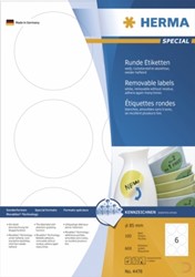 Etiket Herma 4478 rond 85mm wit verwijderbaar 100 vel