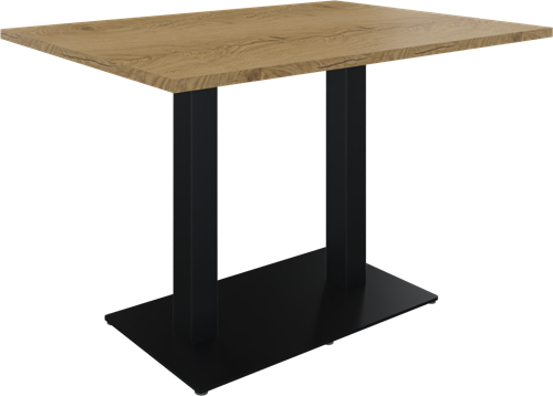 Kolom tafel recht 120 x 80 cm - 2 x vierkante kolom op rechthoekige voetplaat 80 x 50 cm - H 75 cm