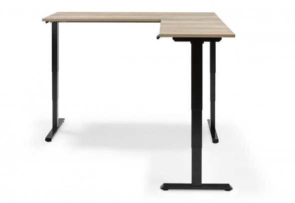 alliantie Gemaakt van constante Zit-sta bureau FLEX-3 Swan - hoekopstelling - electrisch verstelbaar -  180x90cm - 60x100cm - Oak Medium (SW) - Zwart bij Easy4Office