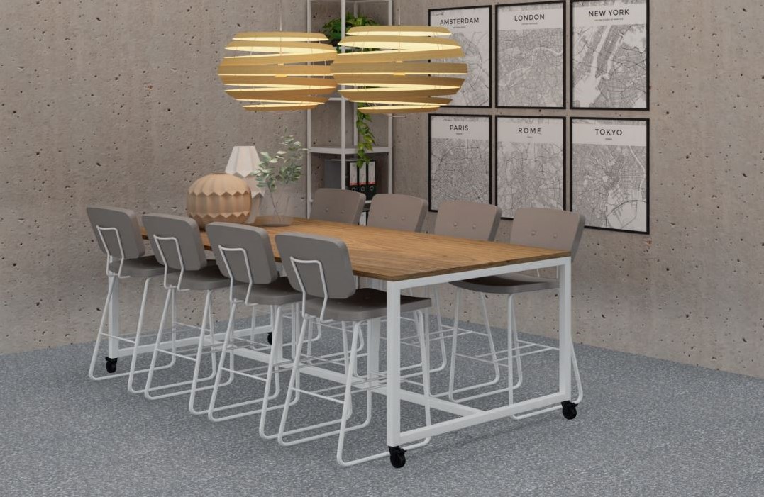 trui klap ernstig Vergadertafel Move op wielen met rooster dakelement zithoogte 110 cm - 320  x 100 cm - Fenix nanocoating roomwit - Aluminium bij Easy4Office