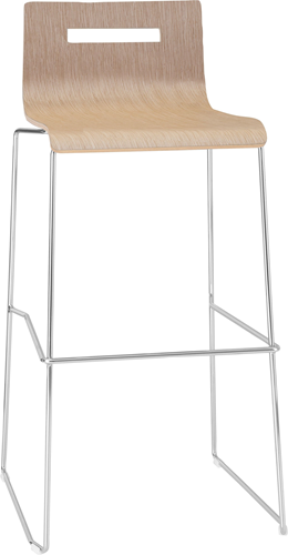 Oscar barkruk slede frame,  ztihoogte 82 cm, hout, laminaat of gestoffeerd