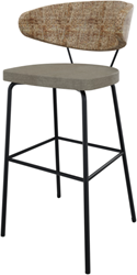 Rondo barkruk 4-poots metaal, lage kuiprug, zithoogte 82 cm