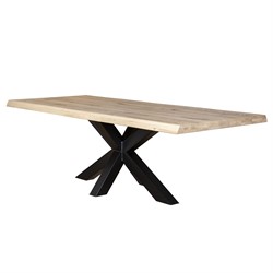 Vergadertafel massief eiken hout met metalen spinpoot